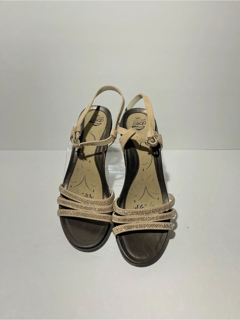 😍 AEROSOLES Neutral Beige Strappy Slingback Short Heels size 8